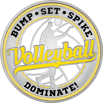 Yellow "Volleyball" with Gold Outer Circular Borders